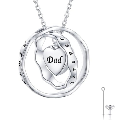 Ladytree 925 Sterling Silver Cremation Urn Necklace for Ashes - style: Circle-Dad
