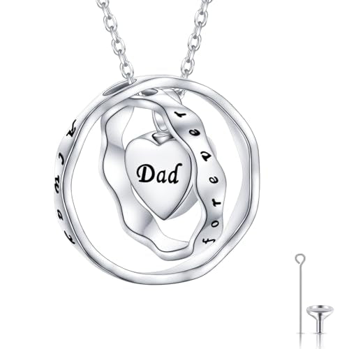 Ladytree 925 Sterling Silver Cremation Urn Necklace for Ashes - style: Circle-Dad