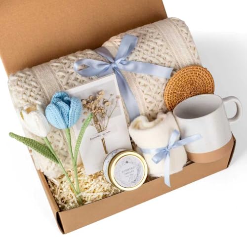 Gift Baskets for Women, Birthday Gifts for Women, Self Care Gift Baskets Care Package, Thank You, Get Well, Sympathy Inspirational Friendship Gifts for Mom, Grandma, Sister,Friends, Girls - color: Bule