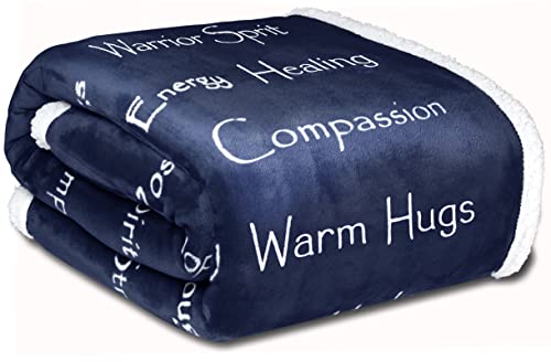 Compassion Blanket (Brand)- Strength Courage Super Soft Warm Hugs, Get Well Gift Blanket Plush Healing Thoughts Positive Energy Love & Hope (Blue, 50 x 65 Sherpa) - color: Blue, size: 50 x 65 Sherpa