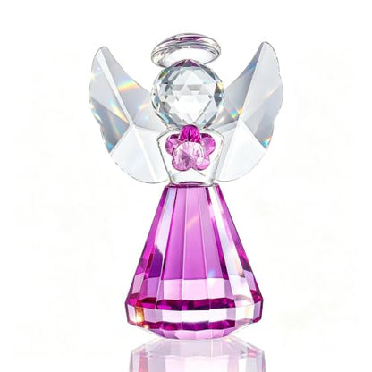 3'' Purple Crystal Guardian Angel Figurine Art Glass Angel Gifts For Women | Handmade Christmas Angel Statue Collectibles Ornaments,Christmas Thanksgiving Home Room Decor - style: Purple Angel