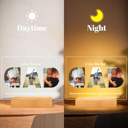 LOUISMIAA Custom Picture Frames,Personalized Photo Frame with Night Light,Customized Picture Frame,Personalized Gift for Father, Dad, Husband from Daughter, Son, Wife - color: Style 9