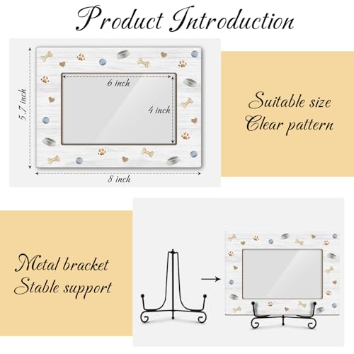 Utaqer Dog Picture Frame, Bones & Paw, Picture Gifts For Women Wife Friend, Wooden Picture Frame For Keepsake Birthday Holiday, 4X6 Photo Frame With Stand -31 - style: Cartoon Bones