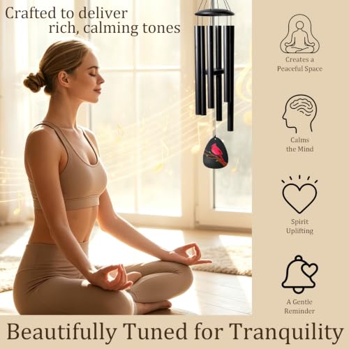 Cardinal Memorial Wind Chimes,32" Sympathy Windchimes for Loss of Loved One