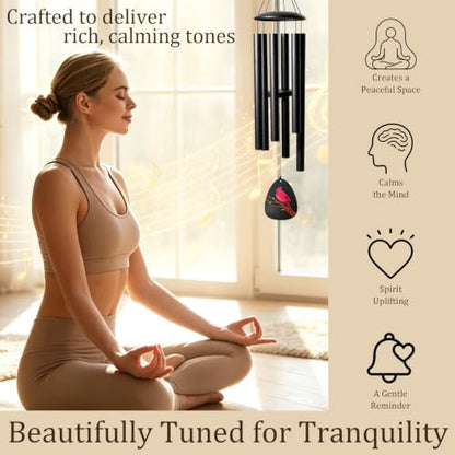 Cardinal Memorial Wind Chimes,32" Sympathy Windchimes for Loss of Loved One