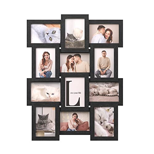SONGMICS Collage Picture Frames, 4 x 6 for Wall Decor, Set of 12 - color: Ink Black, size: 12 Pack