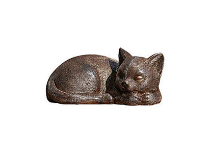 Roman Garden - Bronze Sleeping Cat Statue, 3.5H, Collection, Resin and Stone, Decorative, Gift, Home Outdoor Decor, Durable, Long Lasting