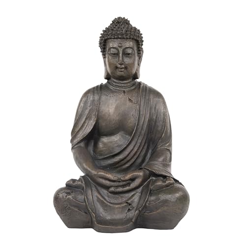 Alpine Corporation 15" Tall Indoor/Outdoor Meditating Buddha Statue, Tabletop Garden Decor, Bronze - color: 15" H - Bronze Buddha