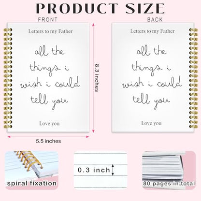 BRRNYOI Memorial Gifts for Loss of Father Grief Journal 5.5x8.3, Letters to My Father in Heaven Journal, Remembrance Sympathy Bereavement Gifts for Loss of Father, In Loving Memory Hardcover Spiral Notebook