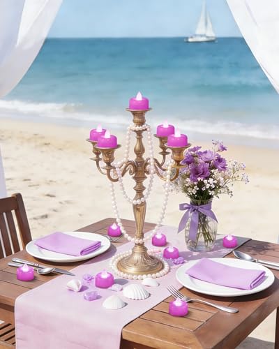 Amagic 12Pack Light Purple Fake LED Tea Lights Candles Battery Operated - color: Light Purple, size: 12 Pack