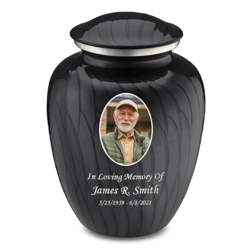 Geturns Embrace Adult Personalized Picture Cremation Urns for Human Ashes I Large Photo Pearl Black Funeral Urn for Men and Women I 200 lbs - color: Pearl Black