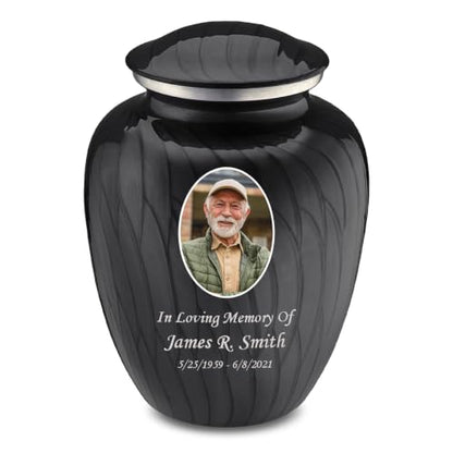 Geturns Embrace Adult Personalized Picture Cremation Urns for Human Ashes I Large Photo Pearl Black Funeral Urn for Men and Women I 200 lbs - color: Pearl Black