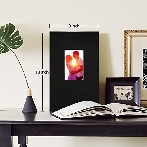 potricher Linen Photo Album for 4x6 Inch Photos, 300 Pockets, Black | Linen Cover, Small Capacity 4x6 Picture Albums with Horizontal Pockets, 4x6 Photo Book for Family, Wedding, Baby, Anniversary - color: Black