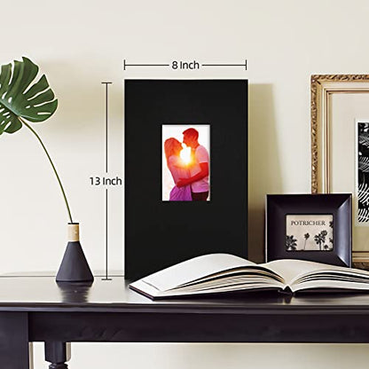 potricher Linen Photo Album for 4x6 Inch Photos, 300 Pockets, Black | Linen Cover, Small Capacity 4x6 Picture Albums with Horizontal Pockets, 4x6 Photo Book for Family, Wedding, Baby, Anniversary - color: Black