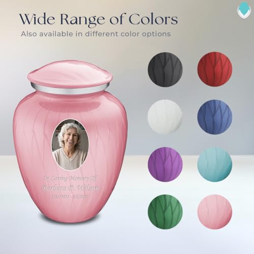 Geturns Embrace Adult Personalized Picture Cremation Urns for Human Ashes I Large Photo Pearl Light Pink Funeral Urn for Men and Women I 200 lbs - color: Pearl Pink