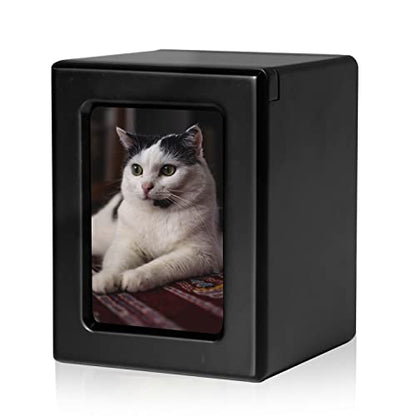PCS Cat Urn for Ashes - Photo Urn, Black-Medium Pet Cremation Box - color: Black, size: M(26-45lbs)