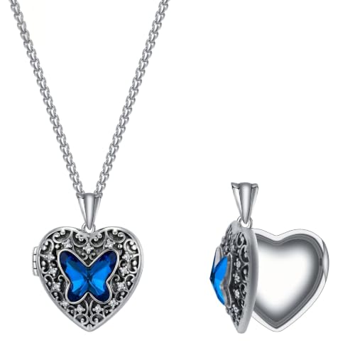 925 Sterling Silver Pictures Locket Necklace for Women Men - color: Black plated 11
