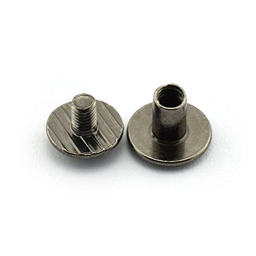 LQ Industrial 15 Sets Chicago Screw Round Slotted Head Carbon Steel Binding Screws Rivet Book Binding DIY Leather Craft Assembly Bolt 1/4" Black
