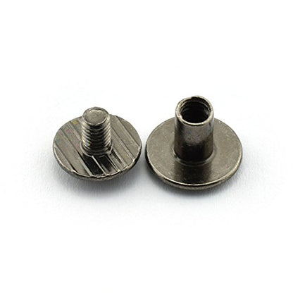 LQ Industrial 15 Sets Chicago Screw Round Slotted Head Carbon Steel Binding Screws Rivet Book Binding DIY Leather Craft Assembly Bolt 1/4" Black
