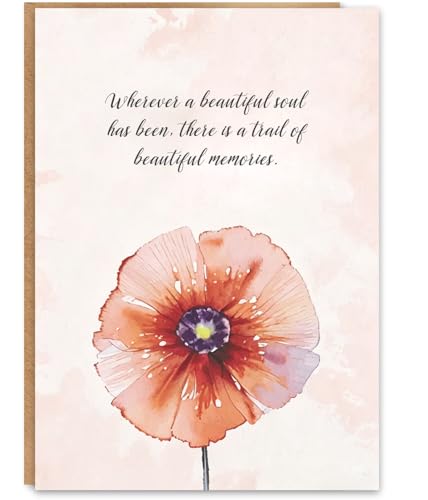 Sympathy Cards, Sympathy Gifts for Loss of Loved One, Condolence Card with Beautiful Memories Message, Printed Message Inside, with Kraft Envelope and Gold Seal Sticker - color: WX-469