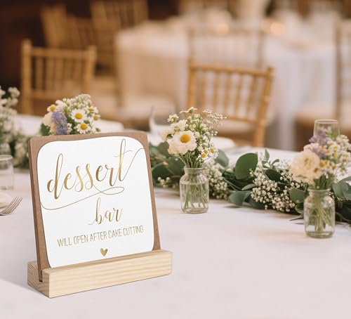 Dessert Bar Sign, Wedding Signs for Ceremony and Reception, Bridal Shower Centerpieces for Dessert Tables, Marriage Reception, Bridal Shower Party Favors, Wedding Sign with Wooden Base - color: dessert table sign,