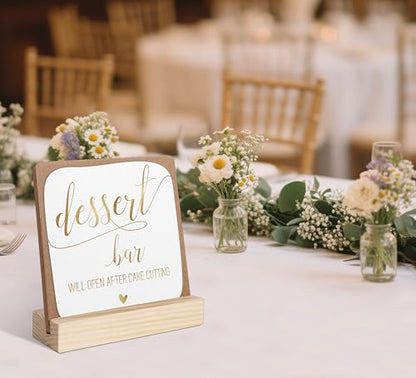 Dessert Bar Sign, Wedding Signs for Ceremony and Reception, Bridal Shower Centerpieces for Dessert Tables, Marriage Reception, Bridal Shower Party Favors, Wedding Sign with Wooden Base - color: dessert table sign,
