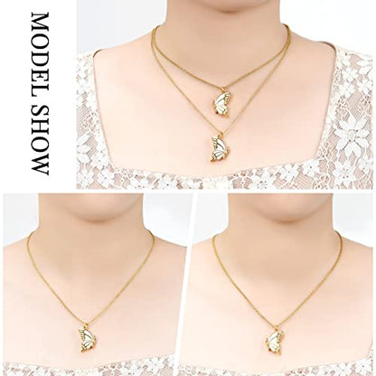 constantlife 2 Pack Butterfly Urn Necklaces for Ashes for Women Girls Stainless Steel Pendants Cremation Keepsake Jewelry Mother Daughter Sister Friendship Memorial Gifts - color: Golden