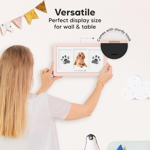 Inkless Hand and Footprint Kit, Boy Girl Newborn Keepsake (Petal Pink) | No Mess Ink Pad for Baby Handprint, Clean Touch Paw Print Kit for Dog Picture Frame, Personalized Baby Christmas Shower Gifts - color: Petal Pink