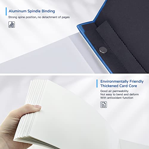 Popotop Large Photo Album Self Adhesive 4x6 5x7 8x10 Scrapbook Album DIY Picture Book,Gifts for Mom,Family Baby and Wedding,with Metal Pen and Plastic Board - color: Blue, size: 11.5"x10.6"60pages