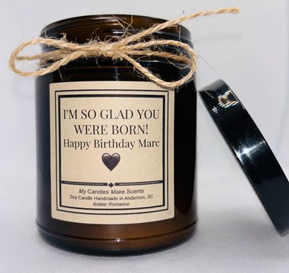 | Personalized | Handcrafted Soy Candle | 4oz or 9oz Amber & Clear Jars| Many Scents to Choose from (Eucalyptus Spearmint)