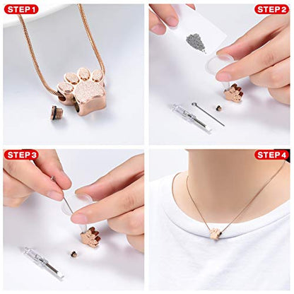 zeqingjw Pet Cremation Jewelry for Ashes Pendant Paw Print Pet Heart Urn Necklace Memorial Keepsake Jewelry for Pet/Dog's/Cat's Ashes - color: 2PCS Paw Print