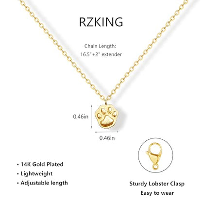 RZKING Golden Necklace for Women, Gifts for Best Friend Sister Mom Daughter - style: Paw Print
