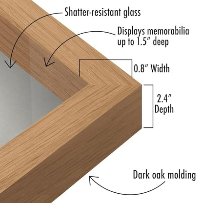 Americanflat 8.5x11 Shadow Box Frame with Shatter-Resistant Glass - Silhouette Collection - Large Shadow Box Display Case for Tabletop and Wall Display - Dark Oak with Soft Felt Back | Shatter-resistant glass, 1.5 inch interior depth, hangs vertical or ho