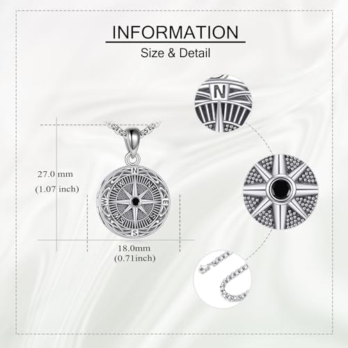 ONEFINITY Locket Necklace That Holds Picture Locket Memorial Pendant Jewelry Keepsake Gift for Men Women - color: Compass