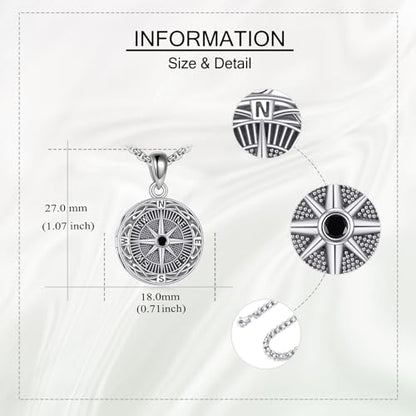 ONEFINITY Locket Necklace That Holds Picture Locket Memorial Pendant Jewelry Keepsake Gift for Men Women - color: Compass
