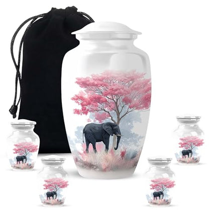 Elephant Keepsake Urns for Ashes Adult Man Set of 4 - Cremation Urn 10 & 3" - color: Elephant-1, size: combo-3