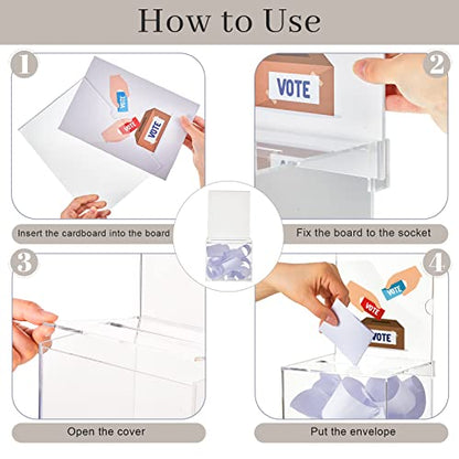 Bucherry 3 Pcs Acrylic Donation Box with Slot, 6 x 5 x 5 Inches Clear Ballot Suggestion Raffle Ticket Box with Sign for Fundraising, Raffle, Collecting, Donating, Voting - color: Clear