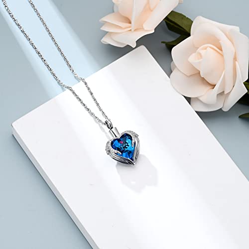 shajwo Angel Wing Heart Urn Necklace for Ashes - color: Silver-Blue