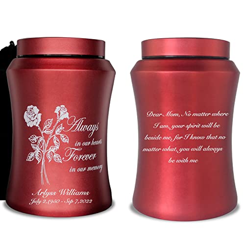 Customized Large Cremation Urns for Human Ashes, for Adult Female | Full Size 220 lbs Capacity, Stainless Steel, Laser Engraving Name, For Adult Female, Sealing Well & Durable, Sympathy Gift - color: Custom Rose, size: Large 220 lbs