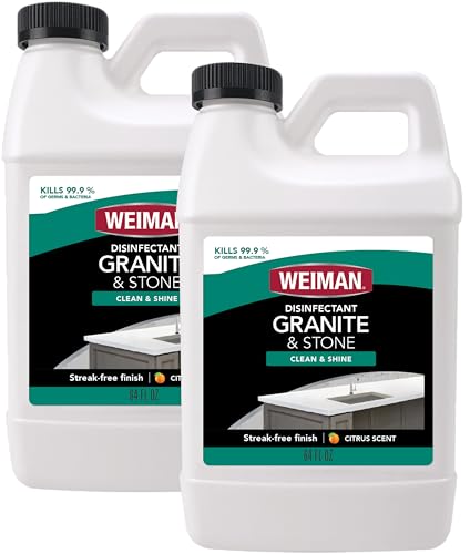 Weiman Disinfecting Granite and Stone Countertop Cleaner and Polish - Safely Cleans & Shines Marble, Quartz Quartzite Slate, Limestone, Corian, Laminate Tile, 64 Oz, 2 Pack - size: 64 Fl Oz (Pack of 2)
