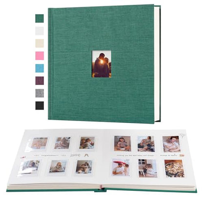 Instax Mini Photo Album with Writing Space, 168 Pockets, Green | Compatible with 2x3 inch & Polaroid Pictures, Recessed Clear Pockets, Wedding Guest Book and Family Memories - color: Green, size: 168 Pockets