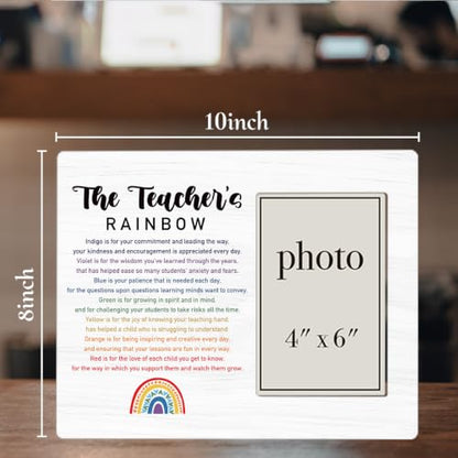 Teacher Appreciation Picture Frame, 4 x 6 in Photo, Thank You Teacher Gifts | Teacher Gifts for Teachers Day Christmas Retirement Graduation from Student, The Teacher's Rainbow Wooden Picture Frame - color: RAINBOW