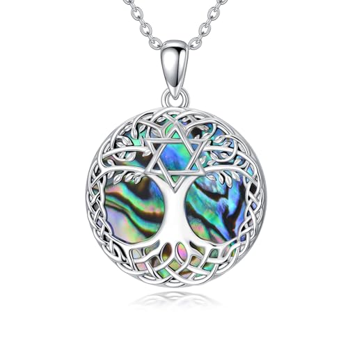 Tree of Life Necklace 925 Sterling Silver Abalone Shell Celtic Knot Tree Pendant Necklace Jewelry Gifts for Women Birthday Christmas - style: Style7