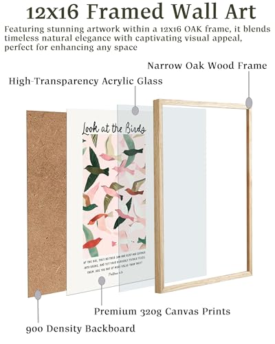 EcoHest 12x16 in Matthew 6:26 Look at the Birds Framed Christian Wall Art - color: Framed Birds, size: 16"L x 12"W