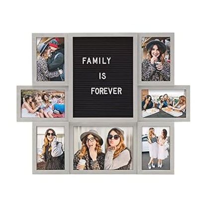 MELANNCO Customizable Letterboard 7-Opening Photo Collage, 22 x 18 inch, Distressed Grey - color: Distressed Gray, size: 22x18 - 7 Opening