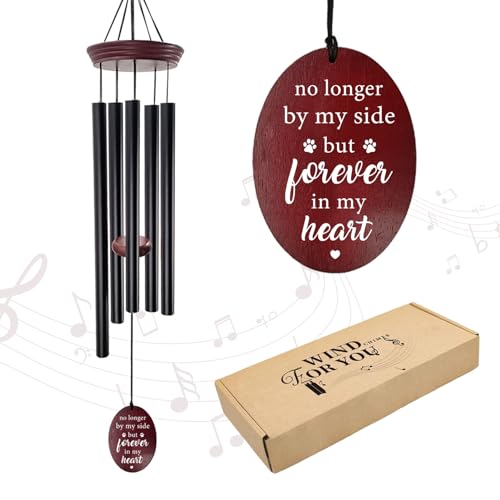 Pet Memorial Wind Chime, Dog Memorial Wind Chimes for Loss of Dog, Tuned Aluminum Tubes in G Scale, Wooden Top, Sympathy Pet Loss Gifts for Garden Patio – Forever in My Heart - size: 3