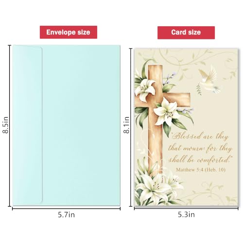 Religious Sympathy Card with Bible Verse, Christian Condolence Cards for Loss of Loved One, Faith Based Bereavement Gift, Deepest Sympathy Greeting Card for Family Friend Coworker - color: Religious Sympathy