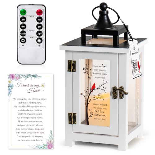 Memorial Lantern for Loss of Loved One,Sympathy Gifts Wooden Remembrance Lantern with Remote Control LED Flickering Candle,Memorial Gifts for Loss of Mother Loss of Father - color: Those We Love Don’t Go Away-new Design