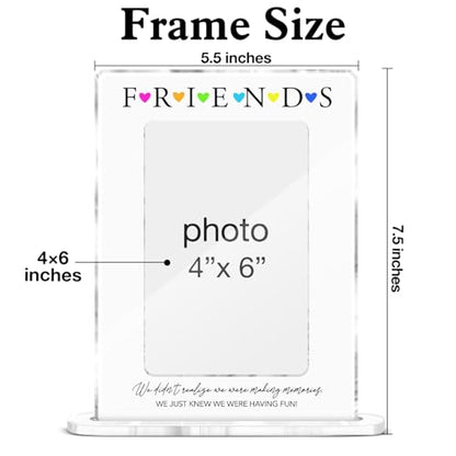 Friendship Gifts Photo Frame, Gifts for BFF Best Friend Besties Sister, Best Friends Bestie Acrylic Picture Frames, 4 x 6 Inch Photo - color: X-Friends