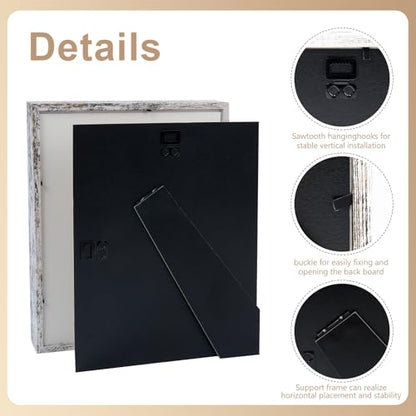 2 Pack Shadow Box Frame 11"x 14" Wood Deep Shadow Boxes Display Cases, Dried Flowers, Photos, Handicrafts Picture Frames for Wall Hanging Tabletop (Distressed White, 11"x 14") - color: Distressed White, size: 11"x 14"